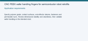 CNC PEEK wafer handling fingers for semiconductor robot retrofits — Application requirements
